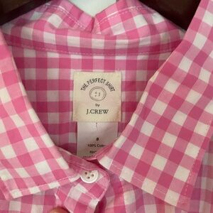 J. Crew Pink and White Gingham Button Down Shirt